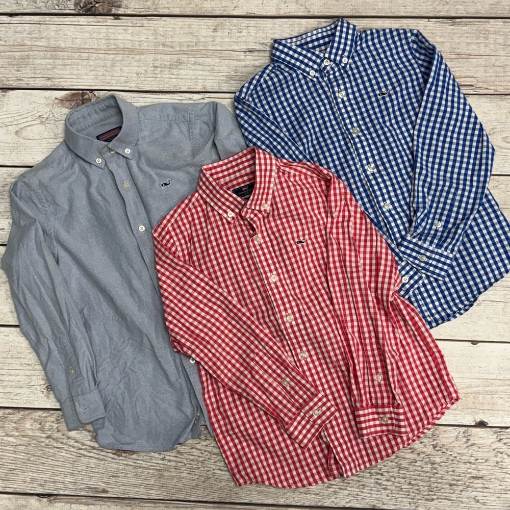 🐳Vineyard Vines Boy’s Size 7 Shirts - Red, Blue, Chambray🐳